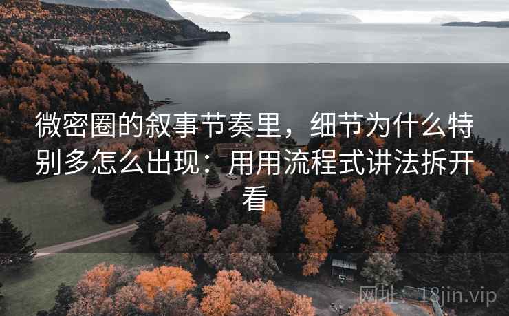 微密圈的叙事节奏里，细节为什么特别多怎么出现：用用流程式讲法拆开看